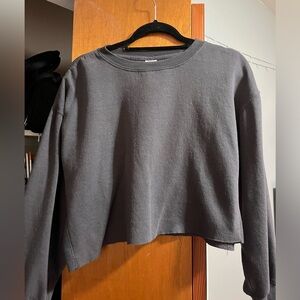 Grey Cropped Crewneck Sweatshirt